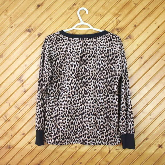Betsey Johnson Leopard Print Top Long Sleeve Crew Neck Small Sweatshirt CA145 - Picture 3 of 6